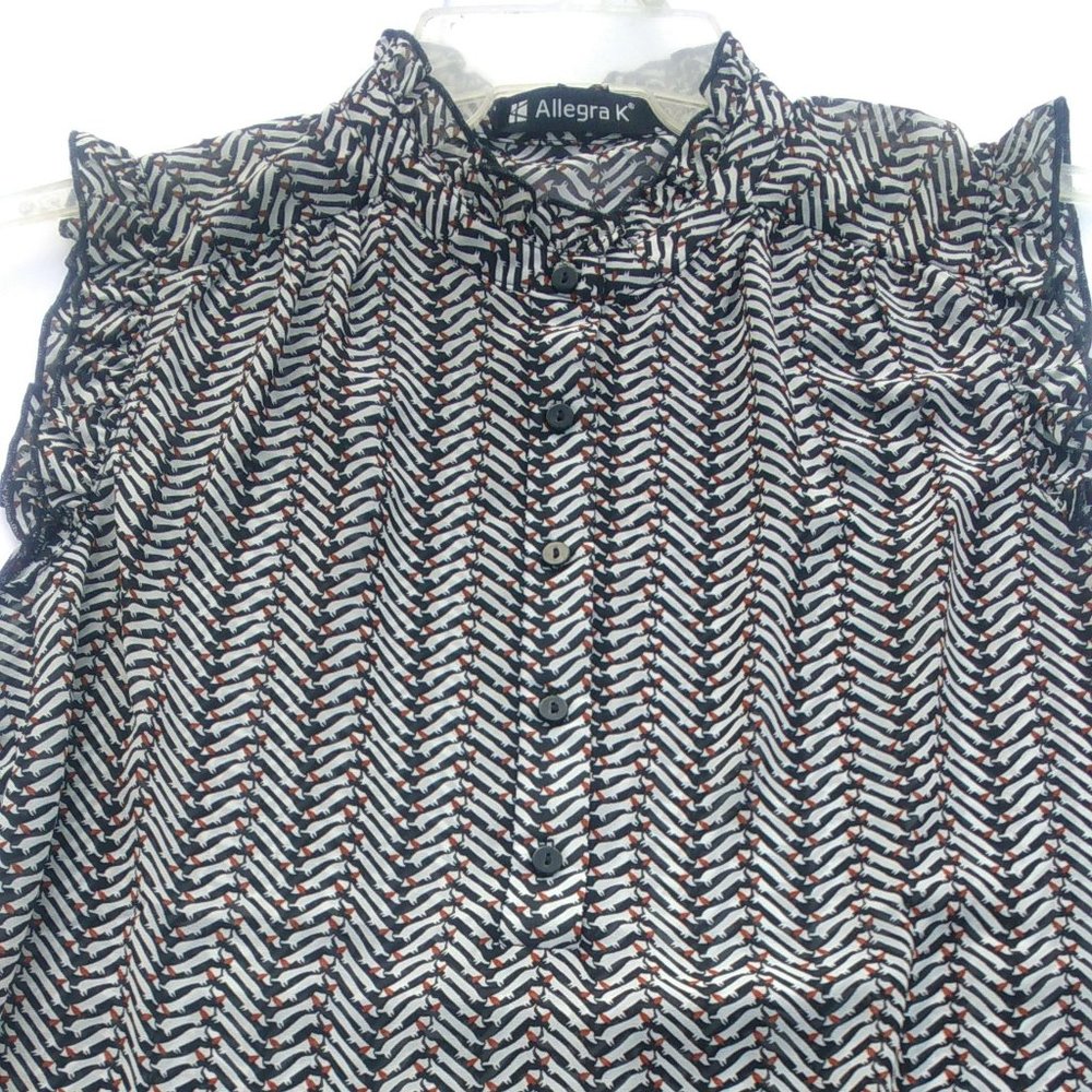 Allegra K Print Sleeveless Blouse NWT